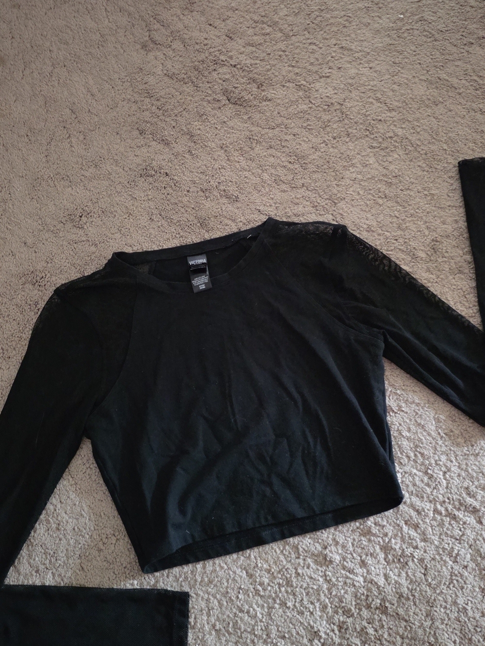 Victoria's Secret Black Long Sleeve Cropped Tee